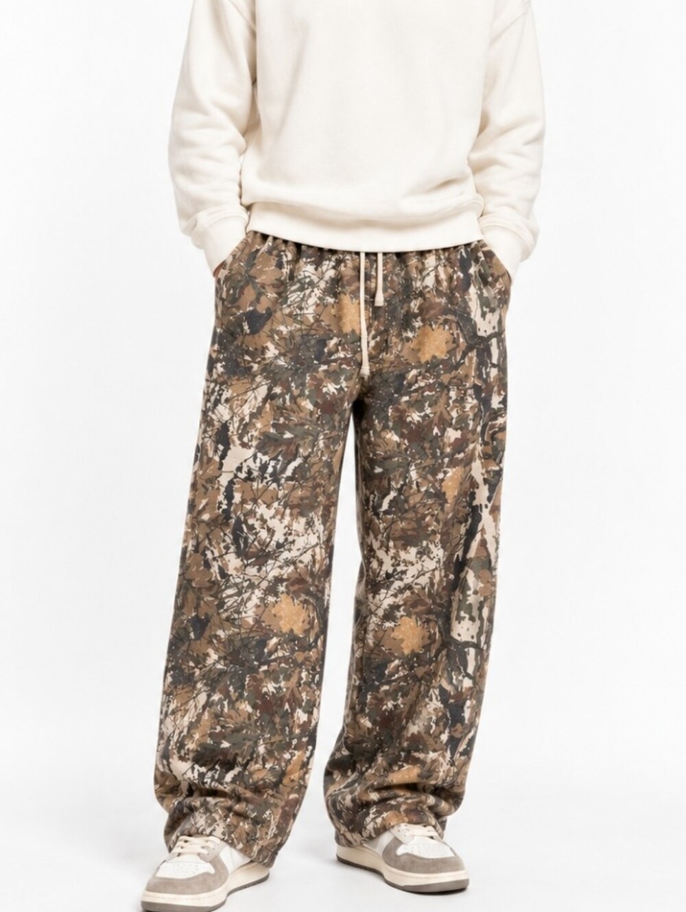 Ninth Hall Leafy Camo Baggy Fleece Sweatpants XL Y2K Streetwear Cotton Mix